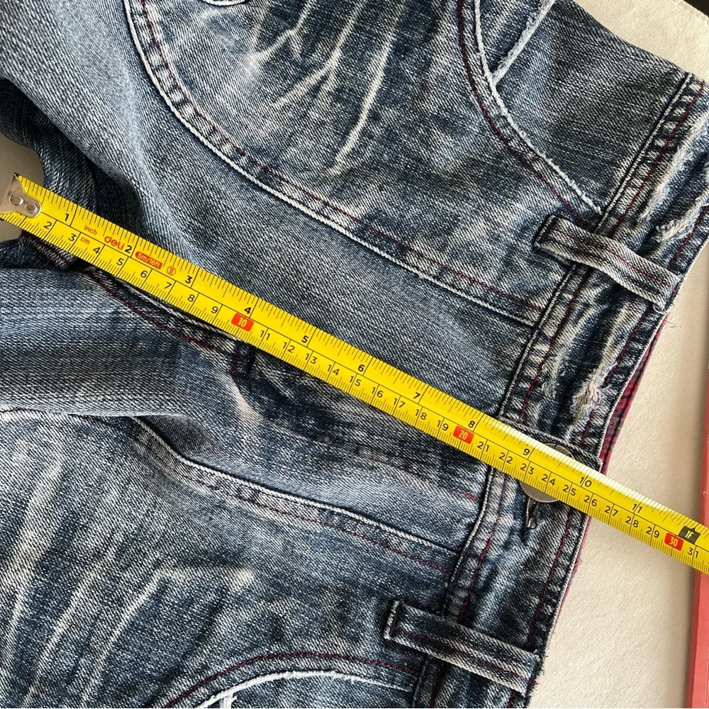 Blue Midi Denim Embroidery Pants Size: 28 - Picture 14 of 15